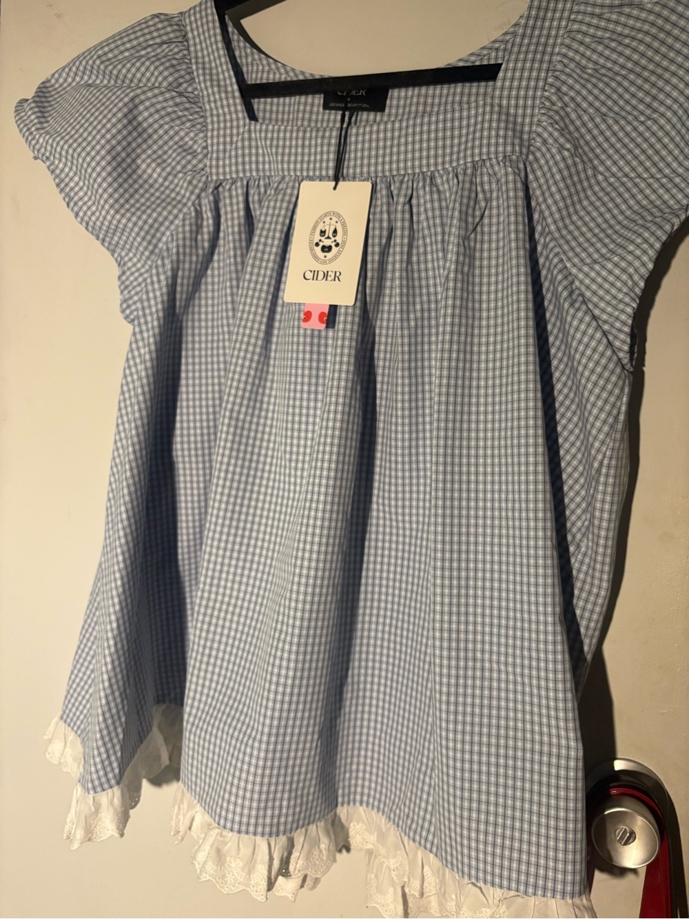Cider Light Blue Square-Neck baby doll Blouse
